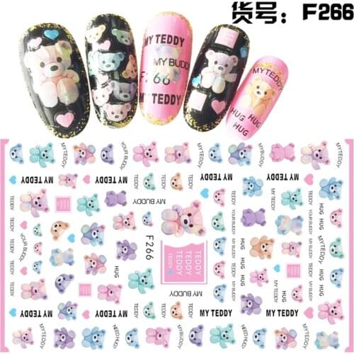 Nails stickers decal decoration Cute little bear girly heart nail decoration DIY Creative Designs Watermark Decals Tool