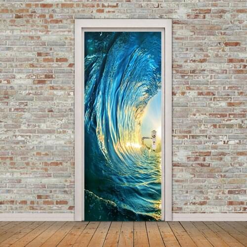 3D Door Mural Door Sticker Removable Self Adhesive Wall Decal Removable Vinyl Door Art Decor for Home Decorations