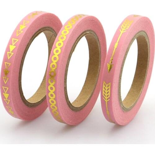 New 3pcs Slim Pink Arrow Foil Washi Tape set 5mm*10m Split line masking tape decoration Stickers Stationery school supplly