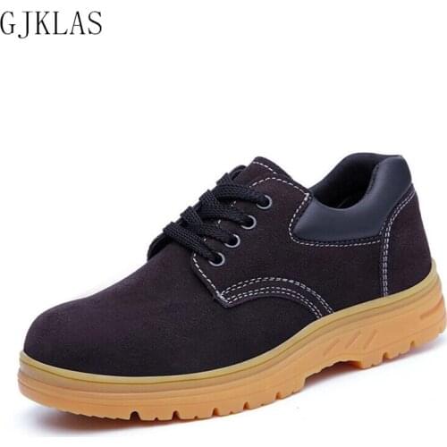 Genuine Leather Work Boots Safety Steel Toe Shoes Men Safety Ankle Boots for Men Male Shoes Leather Work Shoes Man Boots Oxford