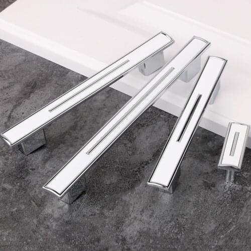 160mm 256mm modern simple fashion kitchen cabinet wardrobe door handles silver white drawer dresser cupboard knob pull 5" chrome