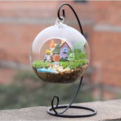 Crystal Terrarium Container Hanging Holder Iron Stand Micro Landscape Figurines Miniatures Holder Decoration 100pcs