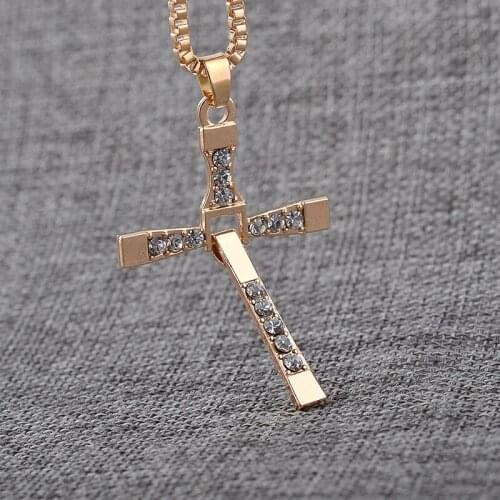 Lucky Movie Characters Logo Religion Jesus Cross Zircon Pendant Necklace Love Woman Mother Girl Gift Wedding blessing Jewelry