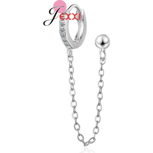 1 Pc Novel Shape Double Hole Earrings For Women Girls Genuine 925 Sterling Silver Earrings Bright Clear Crystal Earrings Jewelry