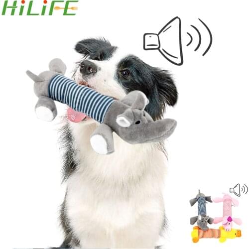 HILIFE Funny Plush Toys Dog Cat Fleece Toys Durability Squeak Chew Sound Dolls Elephant Duck Pig Fit for All Pets Pet Products
