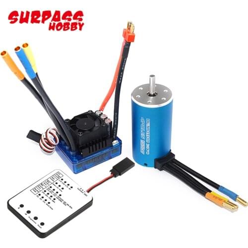 3670 1900KV/2150KV/2650KV 4-Poles Sensorless Brushless Motor with 80A/120A ESC And LED Program Card For 1/8/1/10 RC Car/Truck