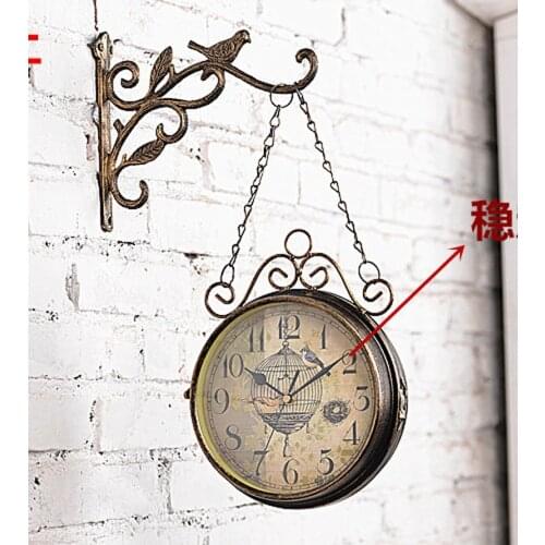 Unique gift - 2020 retro metal iron home LIVING ROOM Study Corridor decorative double two faced wall clock RETRO vintage art