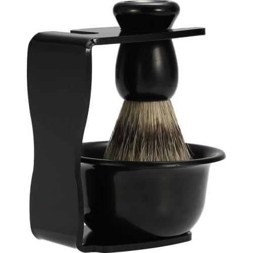 High quality black Acrylic Z shaving stand kits badger hair mans faces shaves brush bowl set