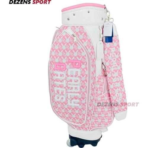 Womens new lightweight canvas pink print golf bag portable trolley pulley standard golf bag golf equipment golf club bag