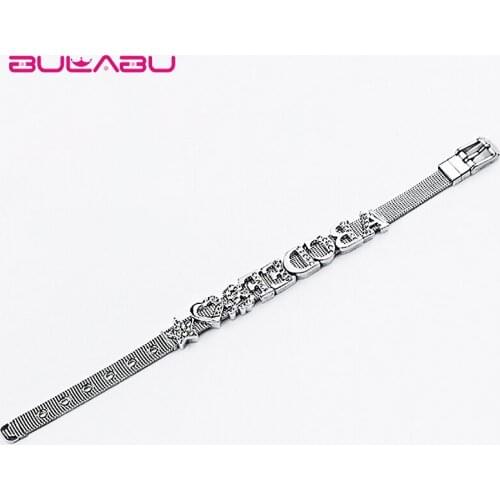 Charm Metal Bracelets Female letter decoration Stainless Steel Mesh Watch Band Web Celebrity Bracelet Man Women Fashion Jewelry