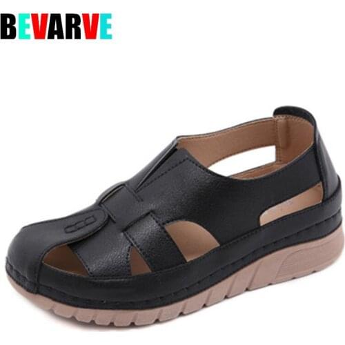 BEVARVE 2021 Women wedge shoe elastic lightsome car suture restoring ancient ways is hollow out mother cool shoes fall big yard