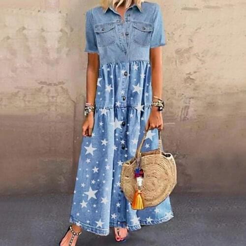 80%HOTWomen Dress Single-breasted Leopard Print Summer Lapel Pockets Short Sleeve Dress for Party