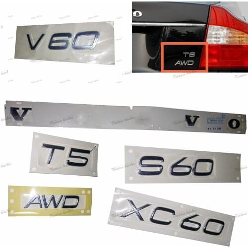 Car Rear Boot Trunk Lid Letters Badge Emblem Logo For VOLVO C70 C30 S60 XC90 XC60 V60 V40 S80 T5 T6 2.0T 2.5T AWD Car styling
