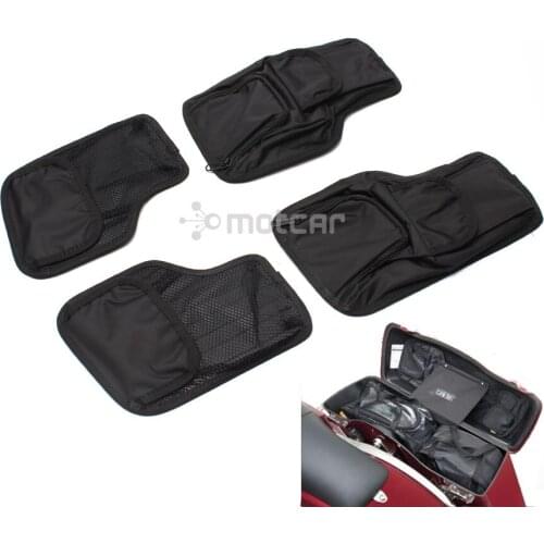 1set Motorcycle Black Nylon + Plastic Saddlemen Hard Saddlebags Lid Organizer Tool Bags Kit for Harley Touring 1996-2013