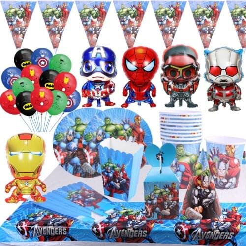 10 Kids Avenger Happy Birthday Party Supplies Disposable Tableware Festival Decoration Event Favor Gender Reveal Boys Gifts
