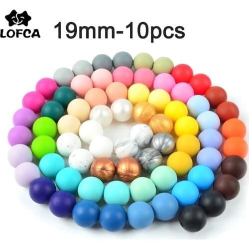 LOFCA 10pcs 19mm Round Shaped Silicone Beads Baby Teether BPA-Free Food Grade Baby Toy DIY Jewelry Necklace Nursing Accessories