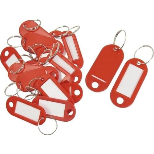 20 Pcs Assorted Key ID Label Tags Split Ring Keyring Keychain (Red)
