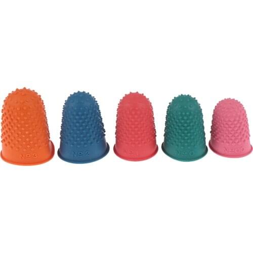 5Pcs/set Anti-Slip Protect Fingertip Sewing Protector Counting Quilter Rubber Thimble Needlework Finger Tip