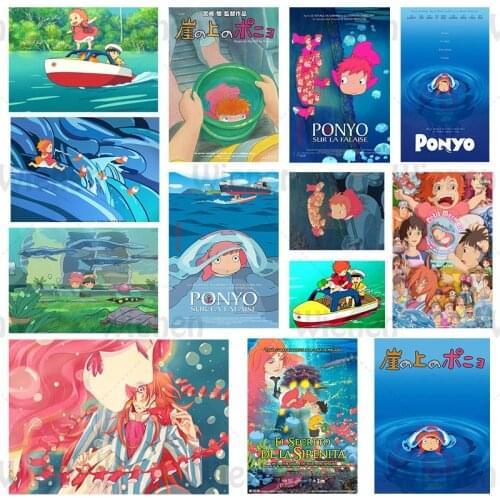 5D DIY Diamond Painting Hayao Miyazaki Comics Handmade Cross Stitch Anime Ponyo Painting Full Drill Diamond Embroidery Wall Art