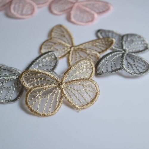 8pcs DIY fashion organza butterfly Patches for clothing Embroidery Sequins animal patches for bags decorative parches applique