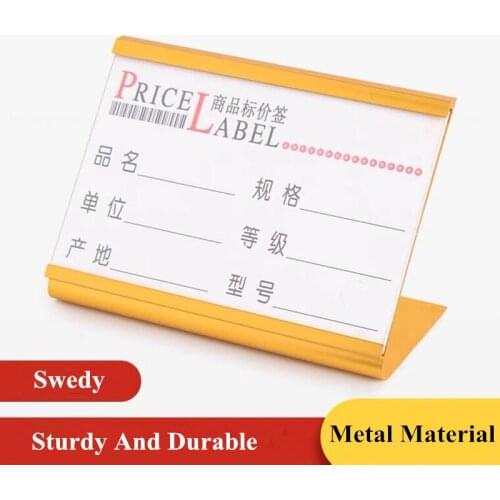 85x65mm Aluminum Mini Sign Holder Display Stand Horizontal Slanted L-Shape Name Card Price Card Tag Label Counter Top Stand
