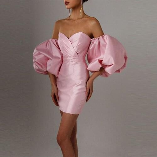 Wedding Boleros Satin Wedding Arm Cover Decorate Bridal Satin Pink Puff Sleeves Off-shoulder Handmade Wedding Accessories 2021