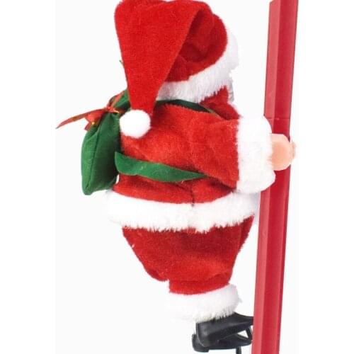 Automatically Santa Claus Electric Climbing Ladder Music Ornament Toys Christmas E7CB