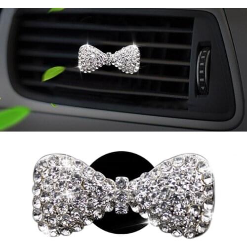 Car Air Freshener Holder Bowknot Shape Shiny Metal Auto Air Outlet Freshener Perfume Clip for Car Fashion Interior Accessories