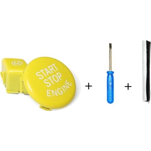 Car Steering Wheel Yellow M Switch Button Cover Trim Start Stop Button for BMW 3-Series E90 E91 E92 E93 M3