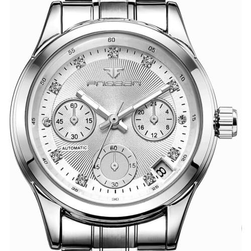 Hot FNGEEN Pink Ladies Watch Skeleton Automatic Mechanica Rhinestone Luxury Women Watches Girl Crystal Reloje Mujer Montre Femme