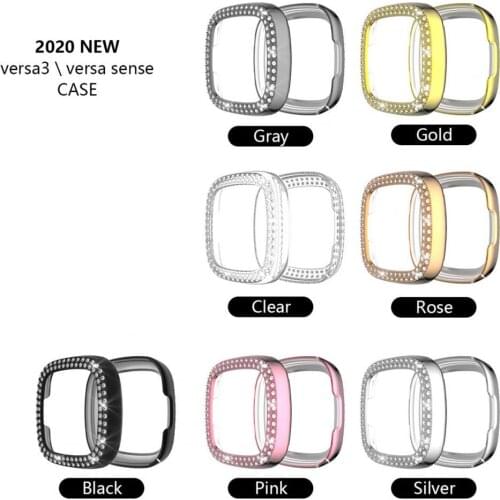 The watch case is suitable for Fitbit Sense / Versa 3s standard size diamond-like PC half-clad electroplating protective case