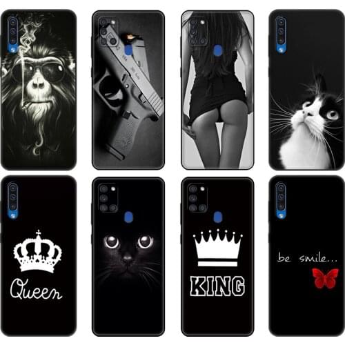 Black tpu Case For Samsung Galaxy A50 50S A30S A10 A01 A11 A21S A31 A41 A51 A71 M21 M30S S10 LITE Cover flower cat tiger animal