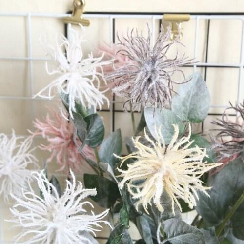 Silk Hyacinth Flower Flocking Sea Urchin Flower Long Branch Fake Flower Plastic Flowers for Wedding Decoration