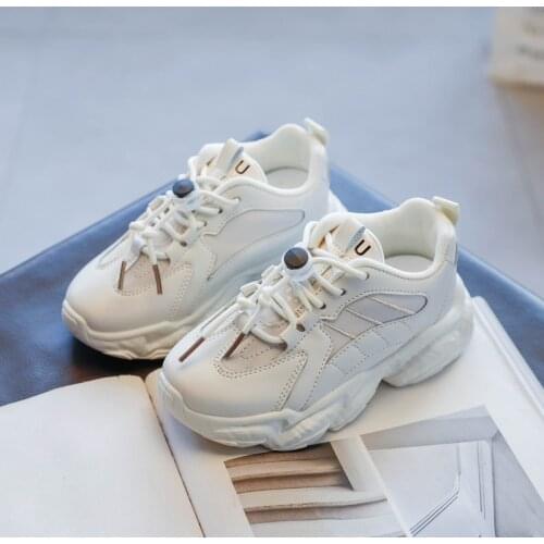 Childrens Casual Shoes Spring and Autumn New Boys Sports Shoes Girls White Shoes Leather Casual Running Shoes