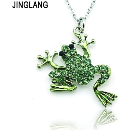 JINGLANG Fashion Animal Pendants Necklace Link Chain Rhinestone Frog Necklace For Men Punk Jewelry Gifts