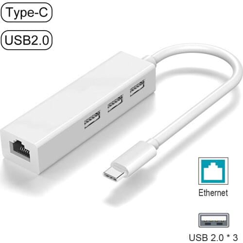 Multiple Hub USB 2.0 Type C to USB RJ45 Ethernet Lan Adapter Hub Cable For Macbook PC LAN Adapter Cable USB Hub