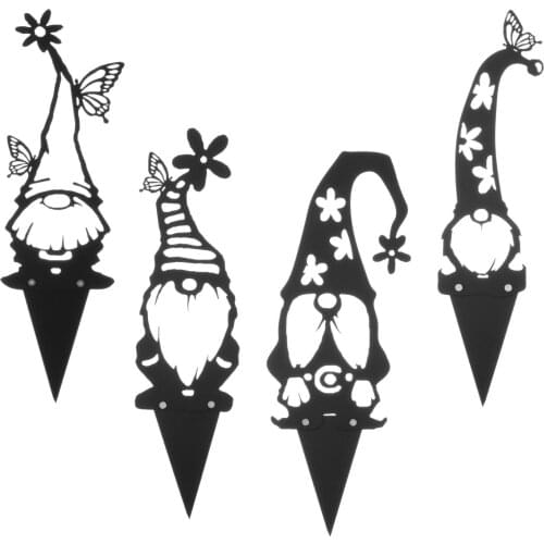 Metal Faceless Gnome Garden Miniatures Dwarfs Patio Miniatures Silhouettes Statue Decor Cottage Cupola Barn Stake Ornaments