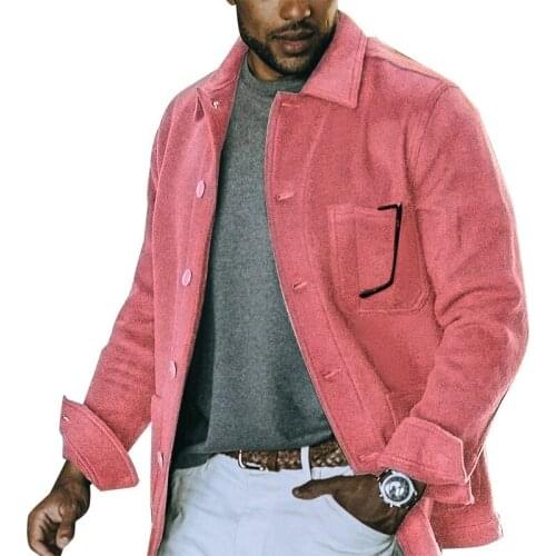 Fashion Mens Jackets Slim Fit Trend Lapel Coat Tops Male Autumn Winter Solid Color Single Breasted Jackets Long Sleeves Outwear