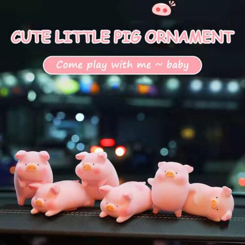 Fashion Cute Pink Pigger Car Dashboard Ornament Funny Anime Doll Car Interior Accessories Popular Car Toys for Women Girls