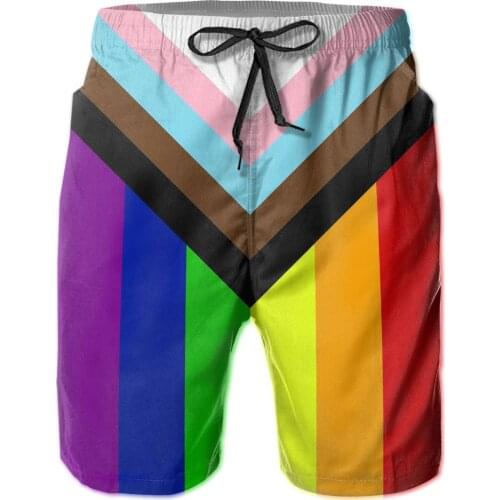Male Shorts Causal R333 Breathable Quick Dry Humor Graphicbasketball Progress Pride Flag