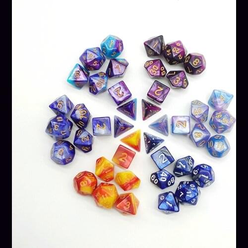 New 7Pcs/Set double color acrylic polyhedron set dice resin multi screen board game accessories multicolor
