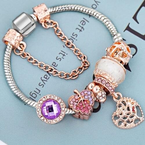 New Enamel Silver-plated cCrystal Bead Charm Bracelet For Women, Thin Brand Chain, Direct Shipment Of Womens Bracelet Gifts
