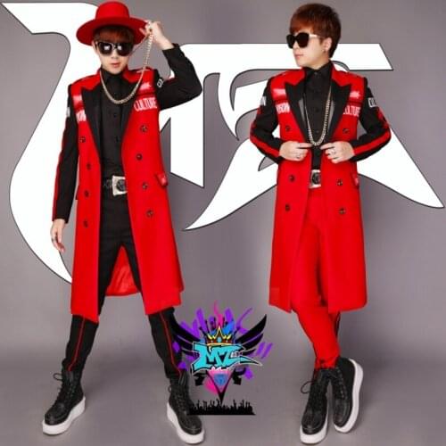 Male singer performance costume Men Korean wool brushed suit and windbreaker jacket Bar personality trendy menswear trend Coats