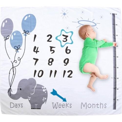 1 Set Baby Monthly Record Growth Milestone Blanket Newborn Photography Props Accessories Cartoon Printing Background D7WF