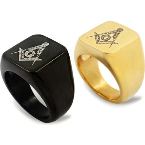 Wholesale 10pcs Titannium Steel Freemason Ring Mens Masonic Rings for Men Black SIlver US Size 8-13 High Quality Rings