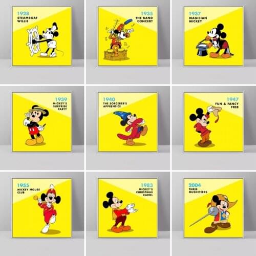 Disney Cartoon All Verse Mickey Mouses Canvas Poster Paintings Art Pictures for Kids Bedroom Living Room Decoration