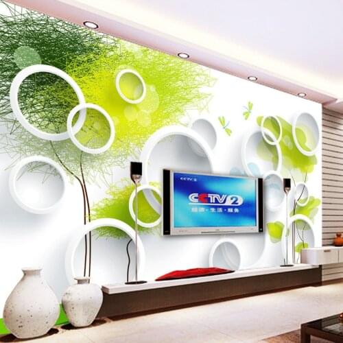 Custom 3D Wall Murals Wallpaper Modern Abstract Circles Tree TV Background Wall Painting Living Room Bedroom Mural Wall Paper