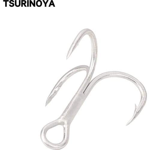 TSURINOYA 1# 4# 6# 8# 10# Fishing Lure Hook Treble Overturned Hooks Fishing Tool Round Bend Treble Bass 5pcs