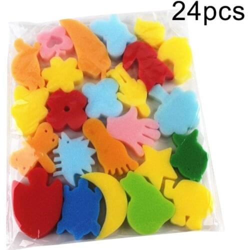 24Pcs Colorful Assorted Sponge Children DIY Painting Art Craft Education Toy Random Color Kid Girl Boy Graffiti Toy Gifts