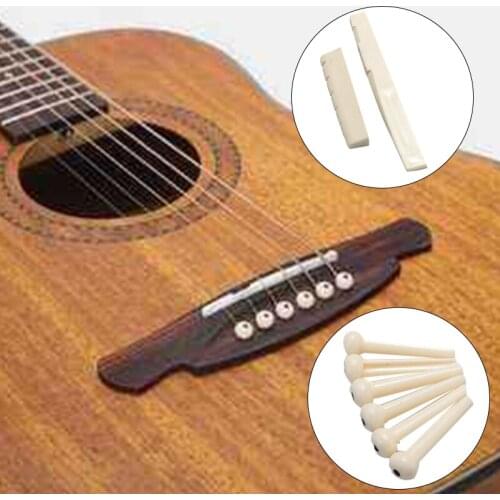 Hot AD-6 Bridge Pins + saddle + bridge saddle Bone / Bone Acoustic Guitar white